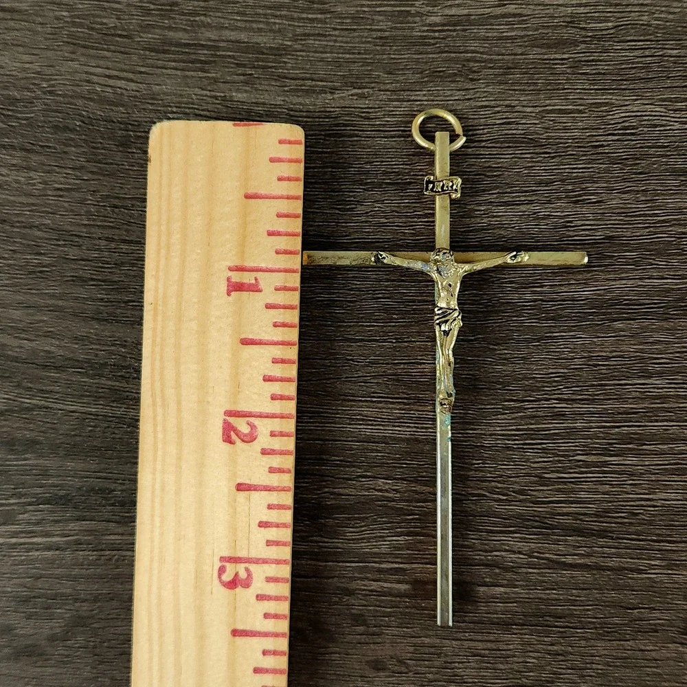 Large Vintage INRI Crucifix Pendant 3.5